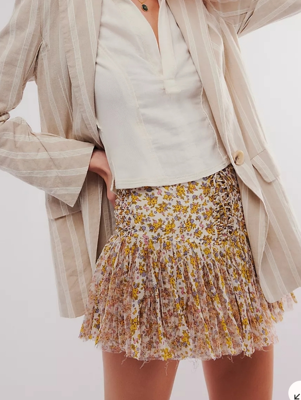 Free People One Blossom In IVORY Corset Shorts SMALL - Picture 4 of 17